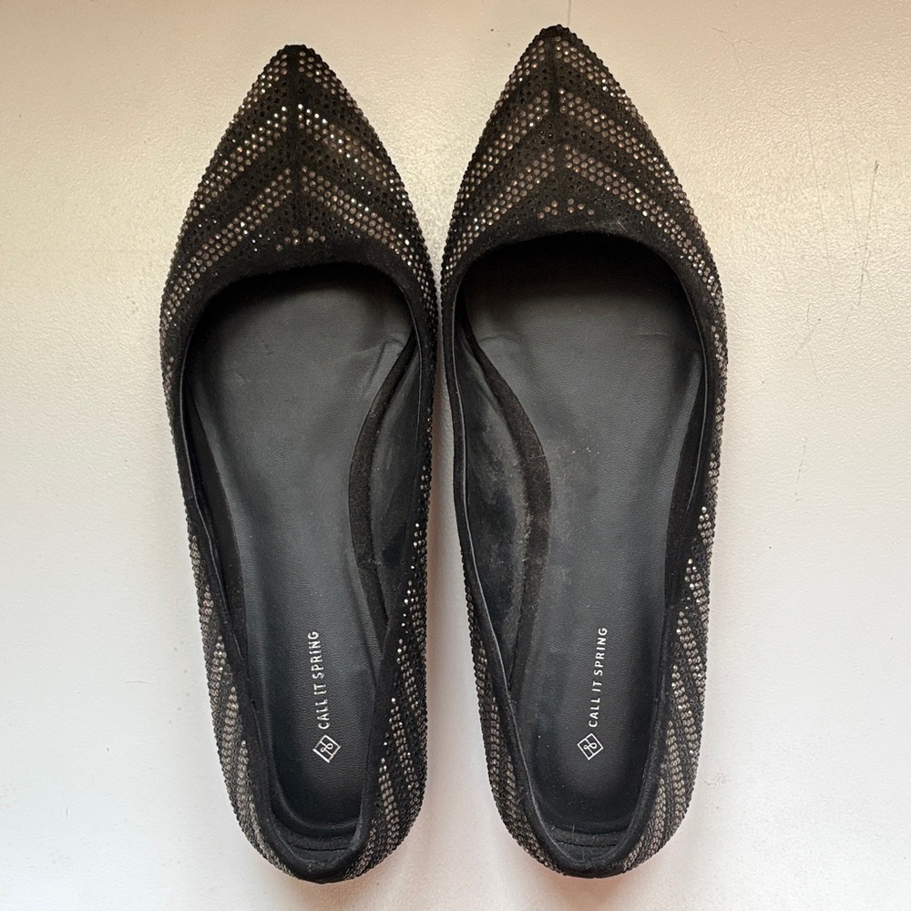 Call It Spring Black and Silver Patterned Flats